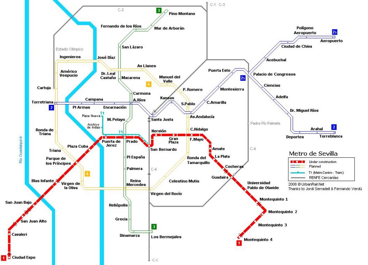 harta de metrou Sevilla