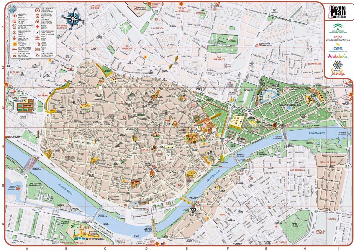 harta de centrul orașului Sevilla 