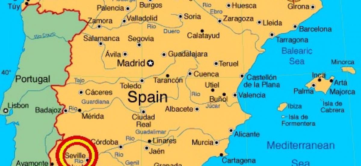 harta spaniei arată Sevilla