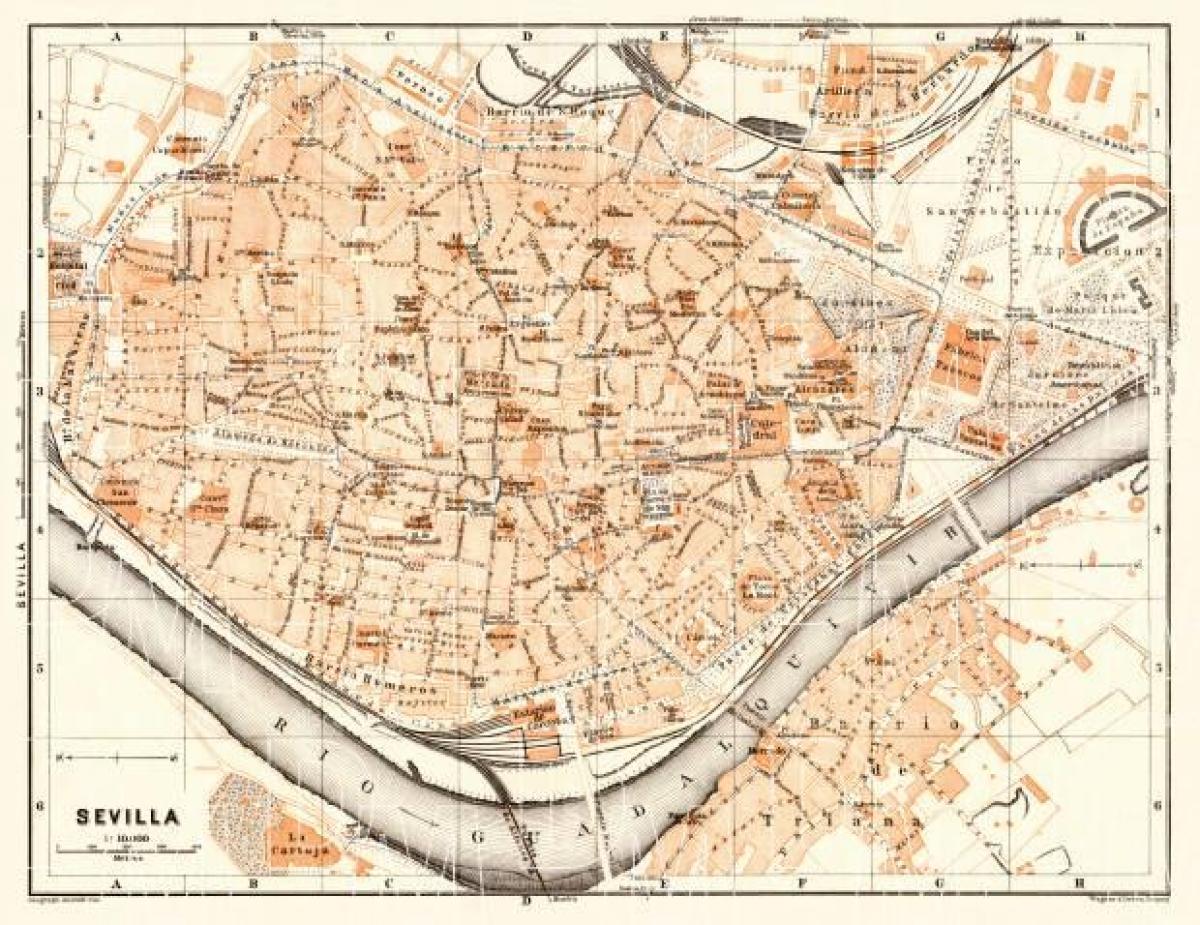 harta vechi al orașului Sevilia, spania