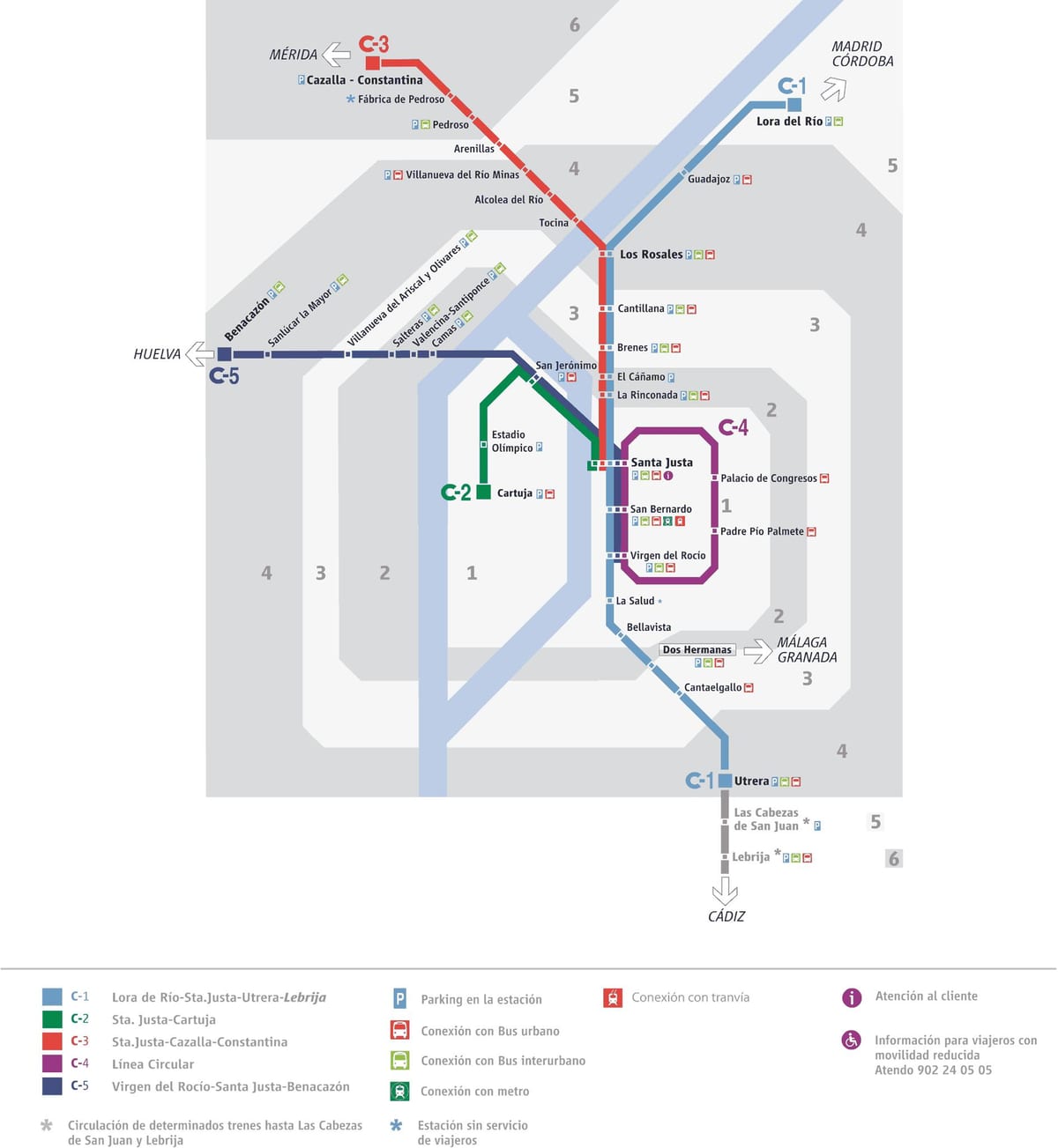 harta tren din Sevilla