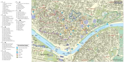 Barrio santa cruz din Sevilia arată hartă